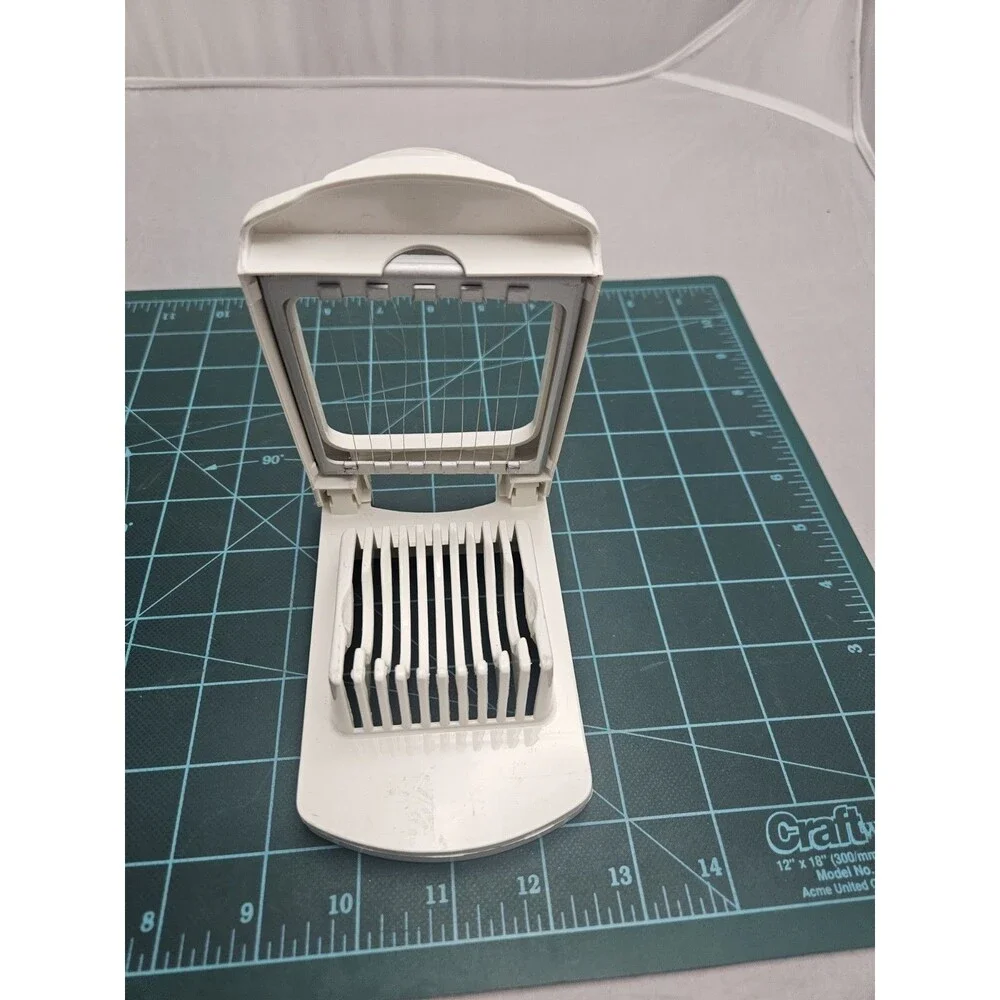 The Pampered Chef Egg Slicer With Nylon Stainless Steel White #1182 USA Made